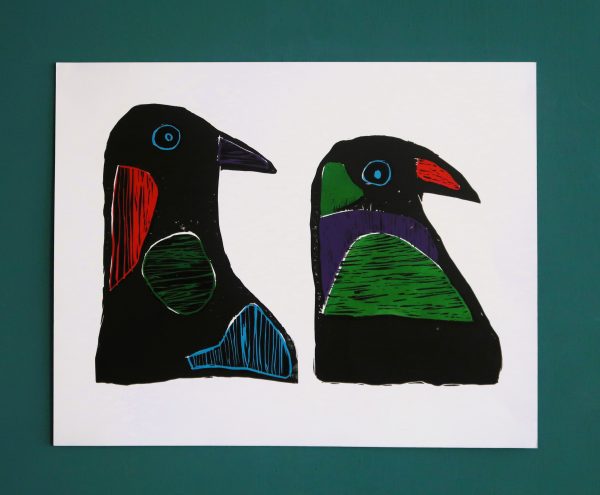 Original lino-print - Two Birds - Image 2