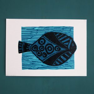 Original lino-print - Fish