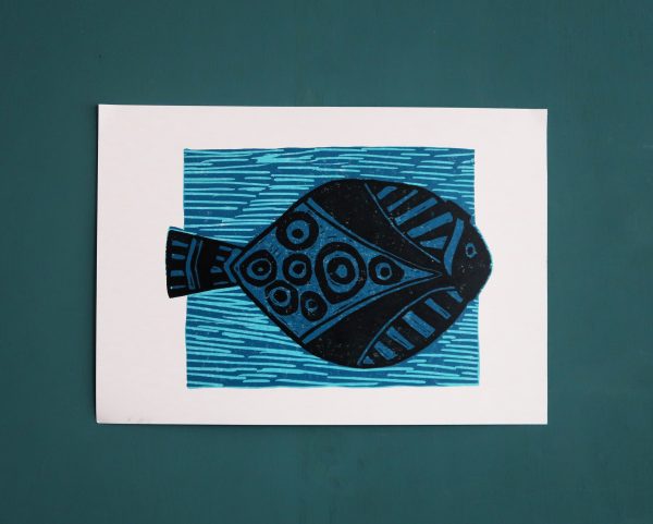 Original lino-print - Fish
