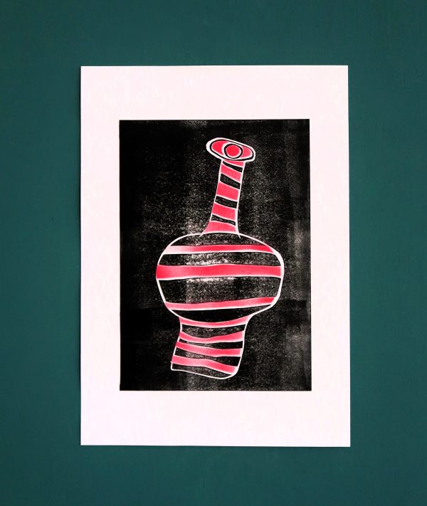 Original lino-print - Coloured Vase - Image 3