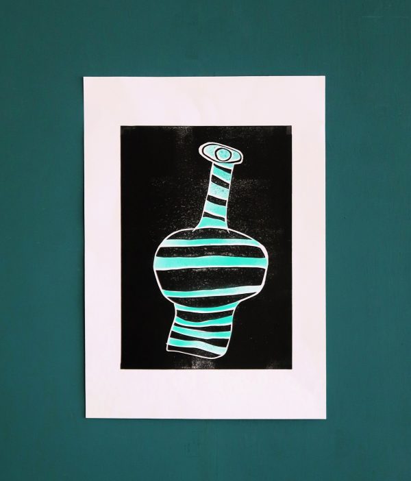 Original lino-print - Coloured Vase - Image 2
