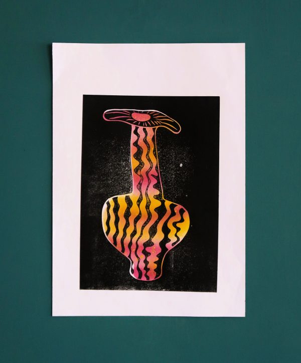 Original lino-print - Red Vase - Image 2