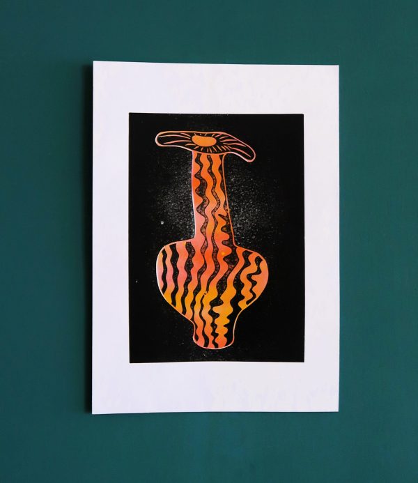 Original lino-print - Red Vase - Image 3