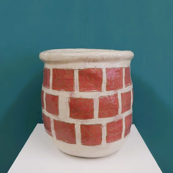 'Repeat Tile Pot (white and red) by Francis W